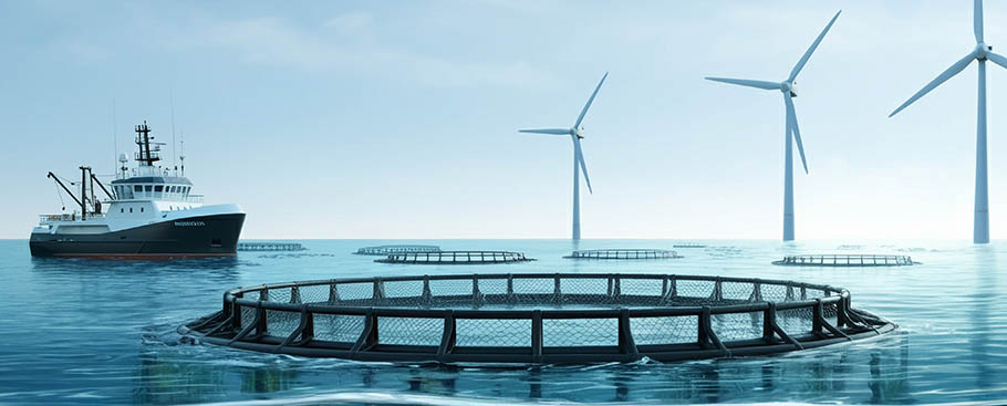 Artículo científico apunta al potencial del uso compartido del espacio marino de la eólica flotante y la acuicultura en aguas españolas acuicultura_eolica_marina_juntos